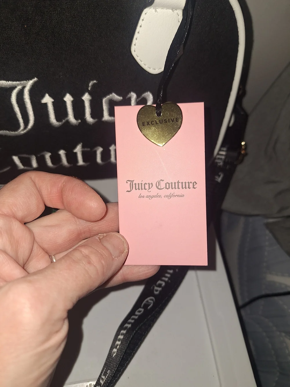 EXCLUSIVE Juicy Couture Black and White Satchel with Red Strawberry Accent - Picture 6 of 8